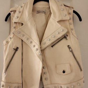 RED VALENTINO Pearl Embellished LEATHER VEST